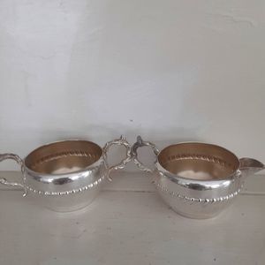 Vintage Viking Silverplate Canada sugar bowl creamer braided